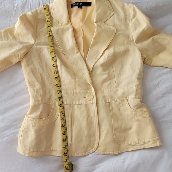 Yellow Linen blend Kasper Blazer/Jacket - Size 8 - Picture 11 of 11